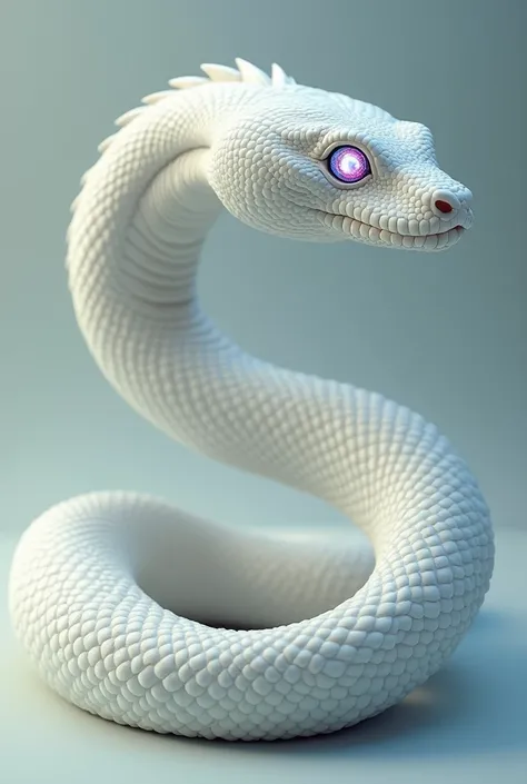 A White snake with Colorful eyes in S shape 