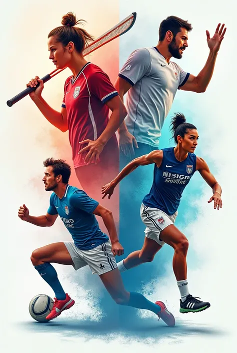 Create a all in one image with specifc sport image and it month on like a poster. For hockey is on january , cricket will be on february, Football march , tennis april and Baseball june