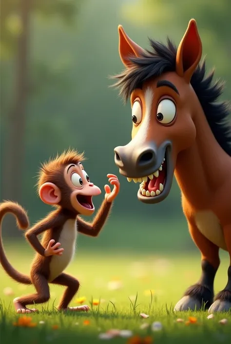 Monkey vs. silly horse laughing in a funny, more realistic way
