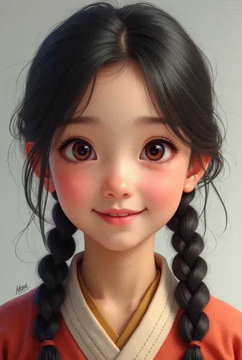 cute mongolian girl realistic 

