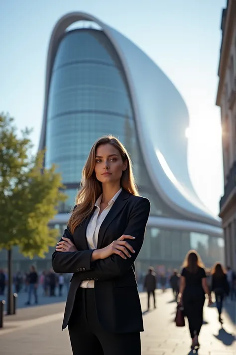 Une dame devant laccor hotel arena a paris