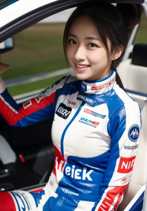 (masterpiece: 1.3), (8k, Realistic, RAW Photos, Highest quality: 1.4), 20歳の美しい日本人女性のRacing Driver, Ultra Detail Face, Eye on the details, double eyelid, Sharp focus: 1.2, Beautiful woman: 1.4, Highest quality, masterpiece, Ultra-high resolution, (Realistic...