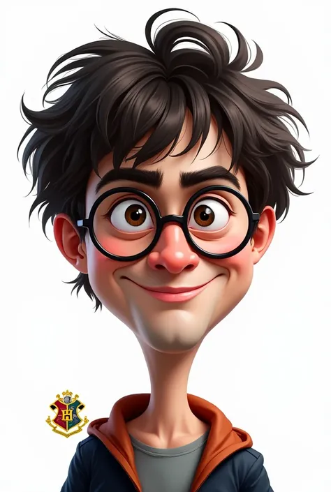 Caricature of Daniel Radcliffe as harry Potter, white background 