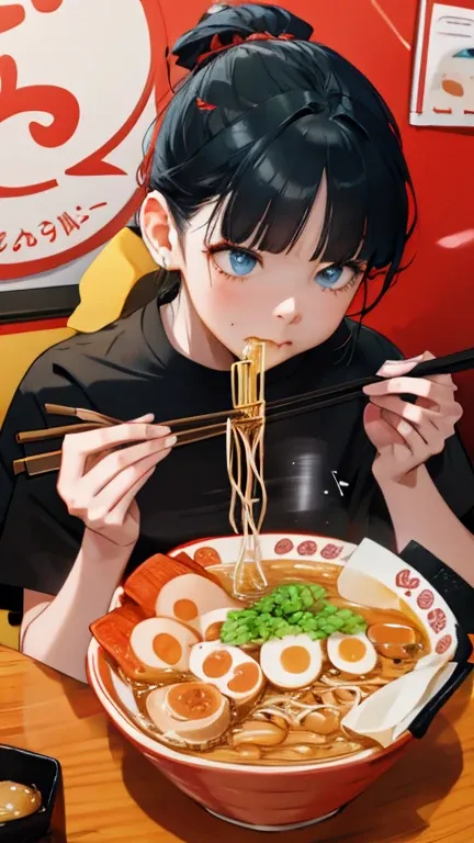 woman eating ramen