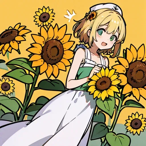 Sunflower illustration。No background。