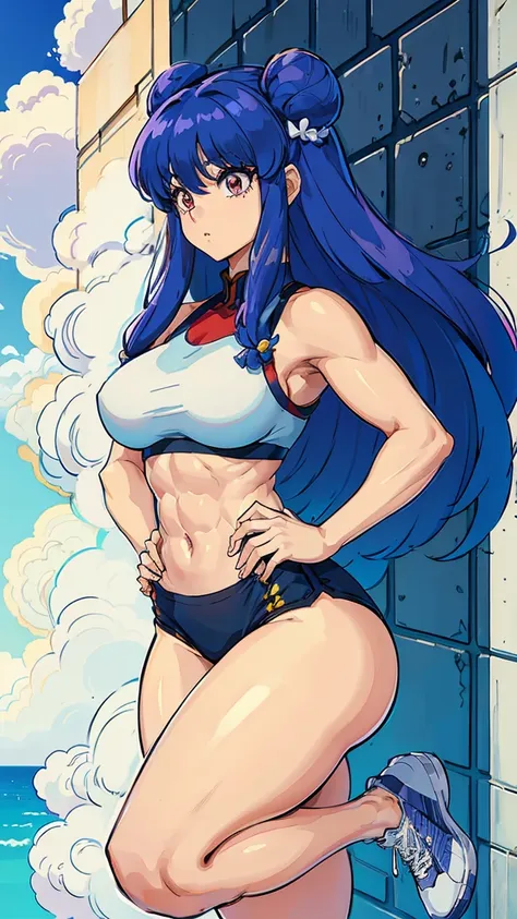 shampoo, ranma 1/2, . fitness, muscular, shredded abs, thick thighs, thick calves, sexy legs, thicc thighs, large hips, thin wai...