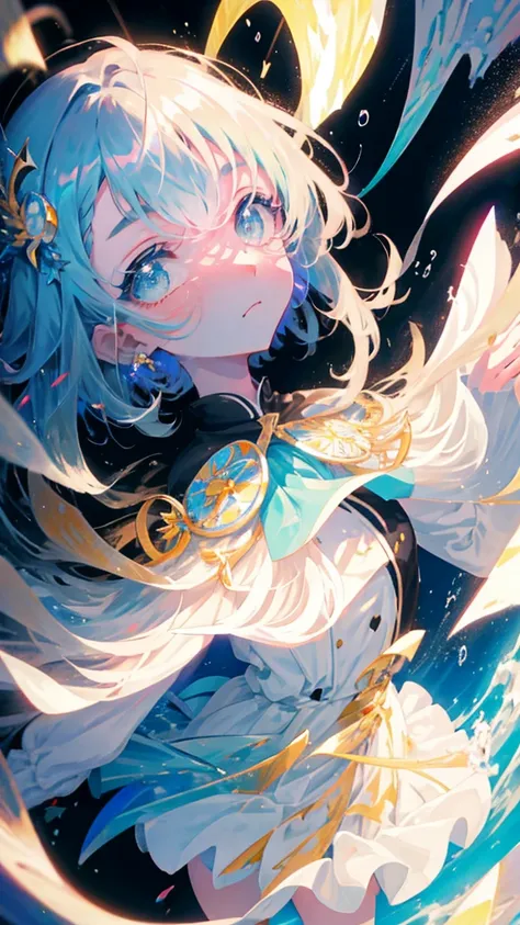 anime girl flying through the air with a blue and white dress, trending on artstation pixiv, splash art anime , zerochan art, pixiv contest winner, digital art on pixiv, guweiz on pixiv artstation, anime art wallpaper 8 k, clean detailed anime art, anime f...