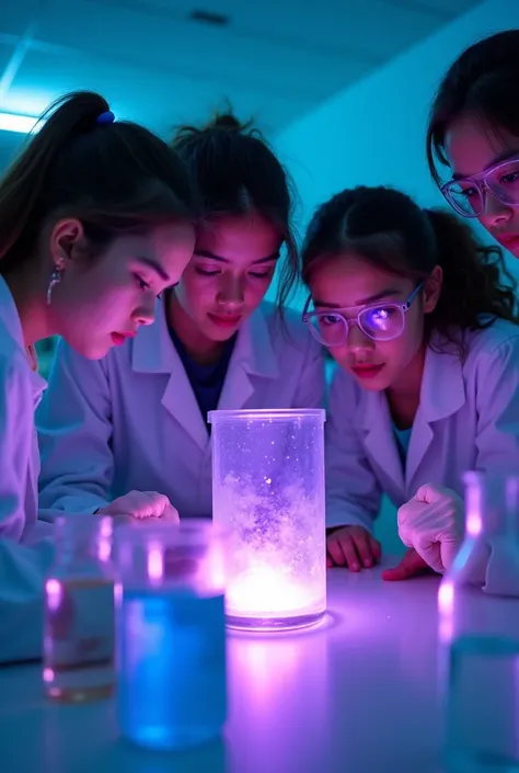 

electromagnetic wave experiment
ultraviolet lamp
students without lab coats 