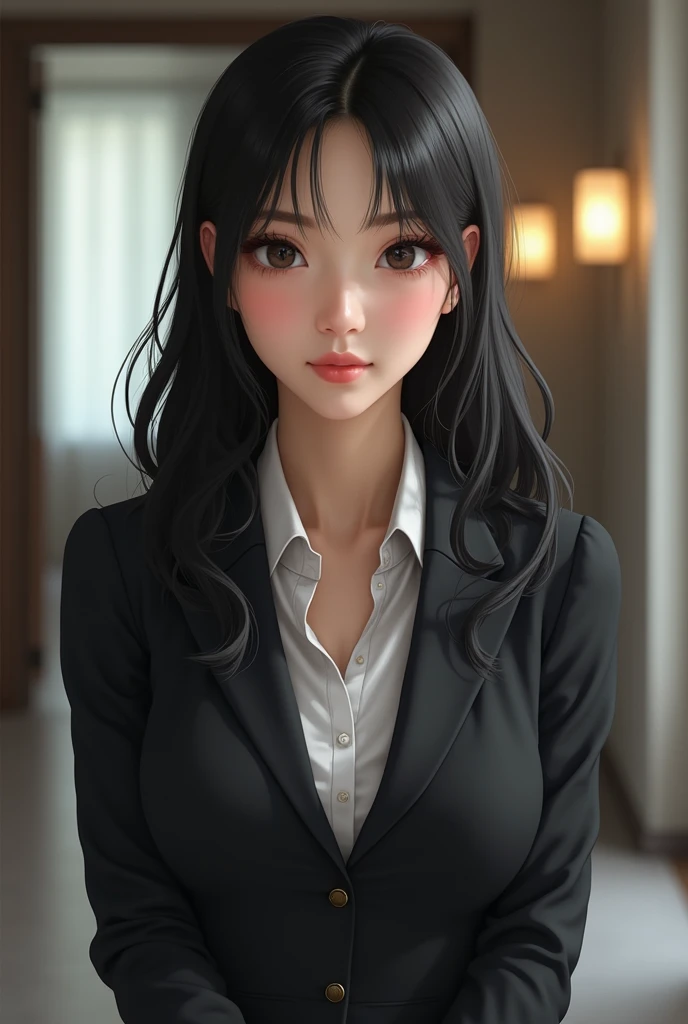 Beautiful Secretary。Japanese。28 years old、Honesty、intellectual、smile、Black Hair、Straight hair、like、sexy、attractive、lure