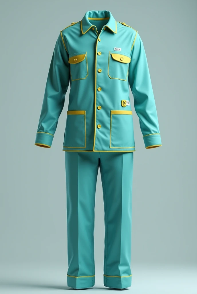 (photorealism:1.2), Barnie-colored medical uniform with yellow details 