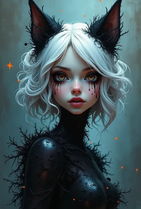 splash art, a quirky liquid portrait of a hauntingly beautiful dark werewolf woman, splash style of paint, Pixar style, Halloween colors, hyper detailed intricately detailed, fantastical, intricate detail, splash screen, liquid, gooey, slime, splashy, fant...