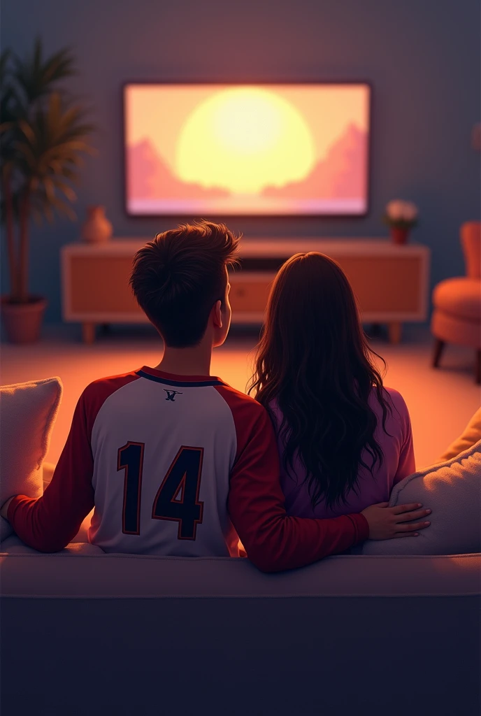 A couple watch television, the name is Arefin and the girl name is Mithila. They are wearing a jersy which number is. 14
 Print the name and jersy number