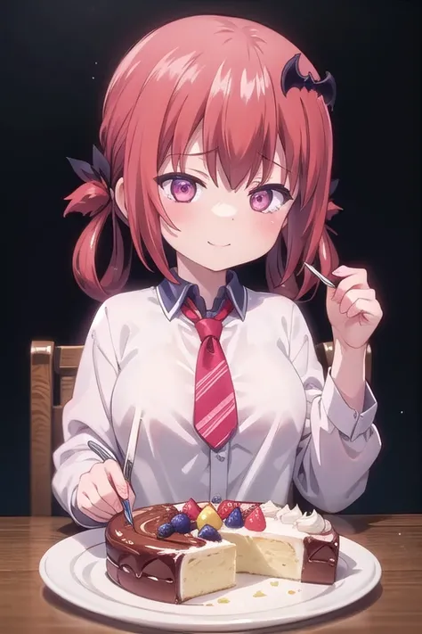 (Highest quality,masterpiece), One girl、alone, cute、smile、Detailed Background, Gavriel Dropout、Satanichia Kurumizawa、Birthday cake、Big Breasts
