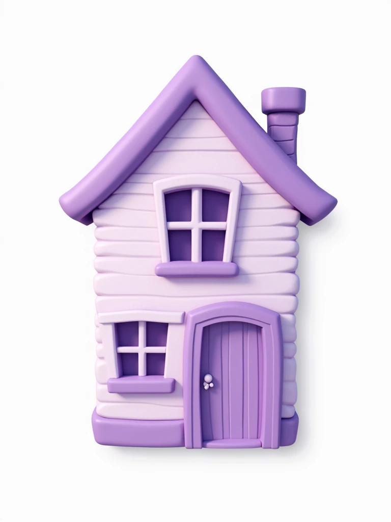 Label. PNG image. White background. A label in the shape of a lilac house. Isometric art. Cartoon style.