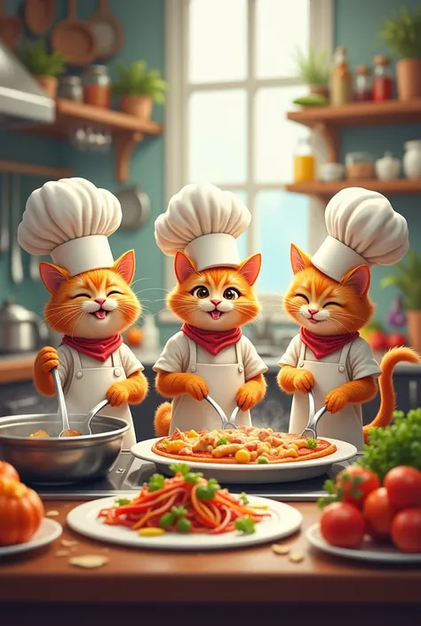 Three chef cats 