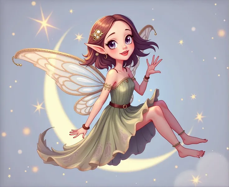 young cute fairy with transparent wings