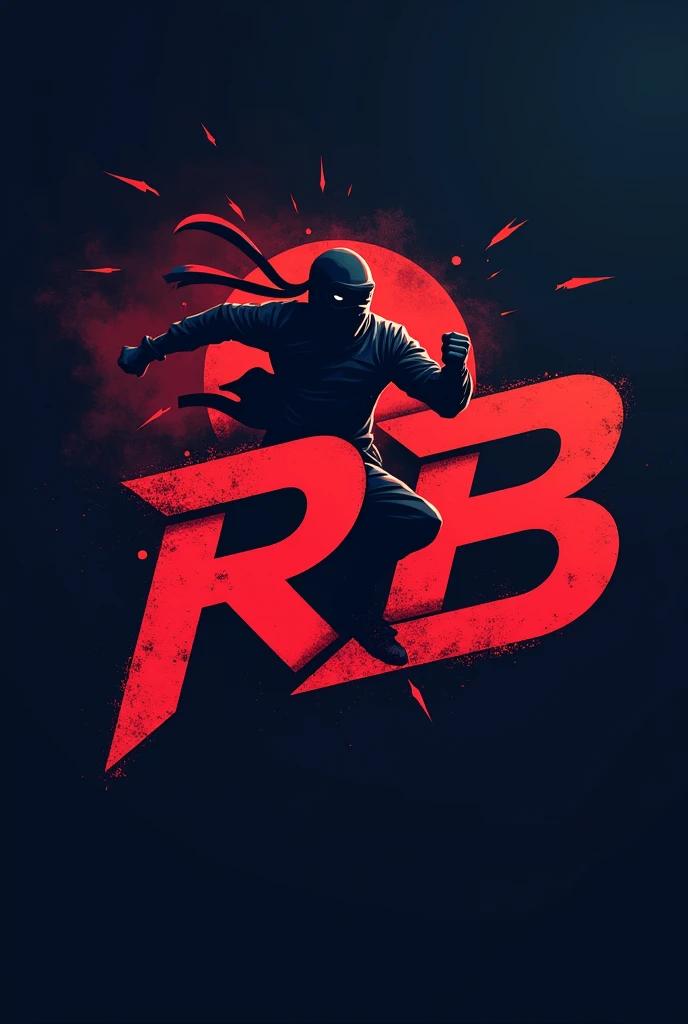 Logo gaming esports for "RB" name with running shadow ninja blend on it
