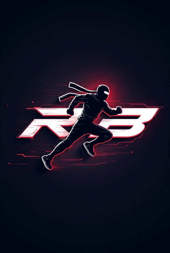 Logo gaming esports for "RB" name with running shadow ninja blend on it
