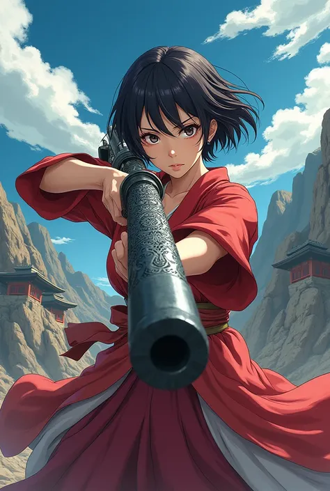 Sengoku period, female, Japanese, anime, Tanegashima, short hair
