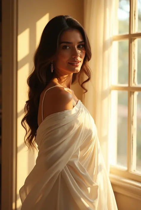 Kriti sanon in white saree, sun kissed, window