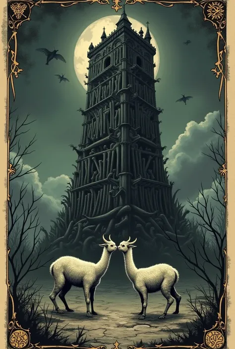 Crias playing card de tarot, dark, souls, playing card, Number 16, tower, tower of bones