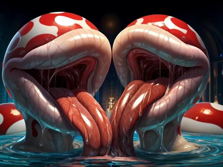 giant piranha plant, piranha plant, big fleshy lips, big full lips, bimbo lips, tongue out, long tongue, fleshy tongue, wet tong...