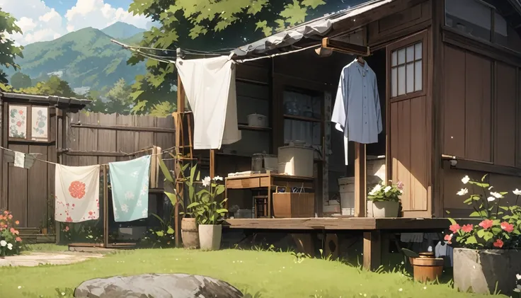 Japan、garden、Clothesline