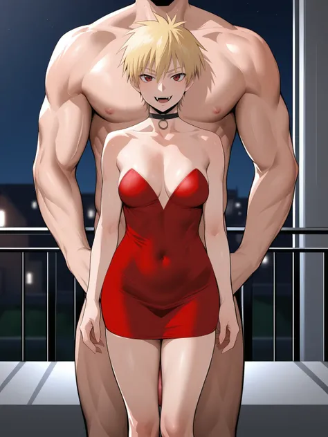 score_9, score_8_up, source_anime, standing, hellsing, seras, blonde hair, nude, indoors, night, night sky, nighttime, vampire, smirk, fangs, ikuchan, balcony, town background, nude male, huge penis, huge testicles, muscular male, medium breasts, boyfriend...