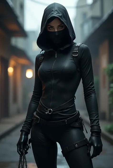 woman ninja dressed in black 