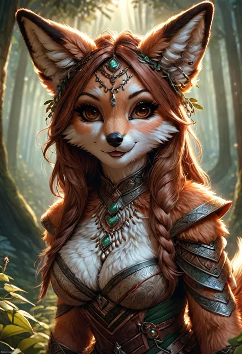 Anthropomorphic feminine fox-satyr enchantress. Official Art – An Award-Winning Digital Masterpiece In 4K Ultra HD, Extreme Detail And Intricate Realism. Symmetrical Face. This Concept Art Brought To Life By The Hands Of Artists Like Wlop & Artgerm In A St...