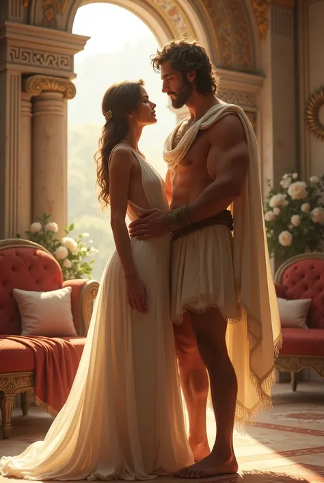 A roman FEMENINE BOY OR TWINK BOY GAY getting married with an old roman in a rome palace