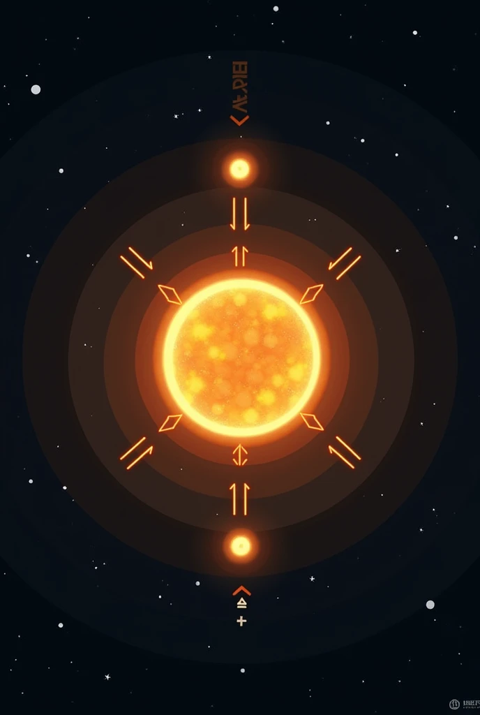 Draw a simple star with arrows pointing from hydrogen to helium.

The drawing will describe as this: In the cores of the first stars, nuclear fusion starts converting hydrogen into helium, producing energy and beginning the process of stellar nucleosynthes...