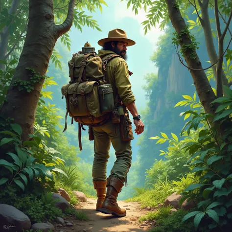 
An intrepid explorer in a wild jungle, depicted in vibrant oil paints. The lush greenery and intricate details of the explorer’s rugged gear are highlighted with rich, textured brushstrokes, creating a dynamic, immersive scene. (oil painting, high resolut...