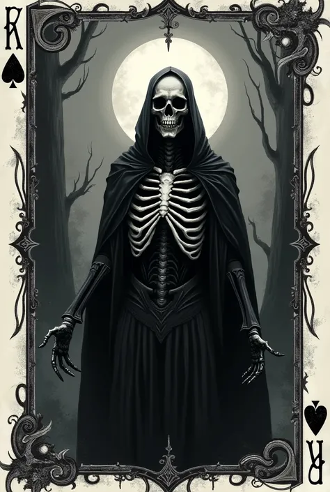 Carta dark, souls, playing card, cemetery, skullish, black andwhite, 
