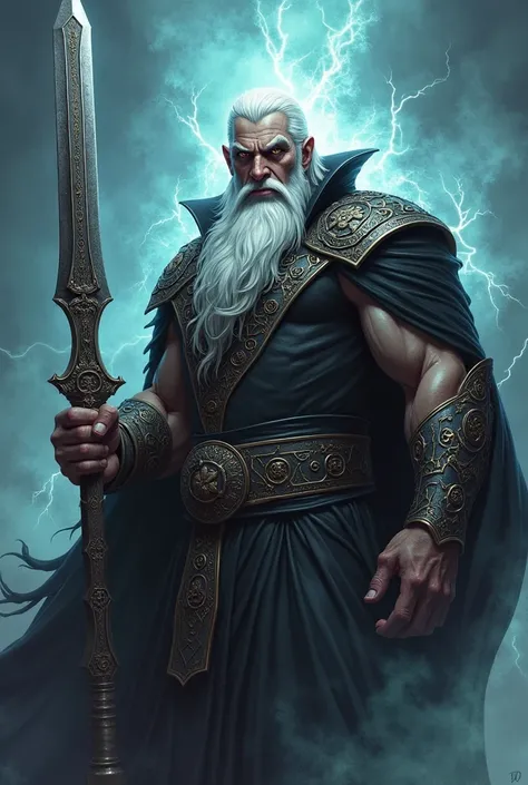 Cursed Blade Sorcerer, White-haired and muscular 