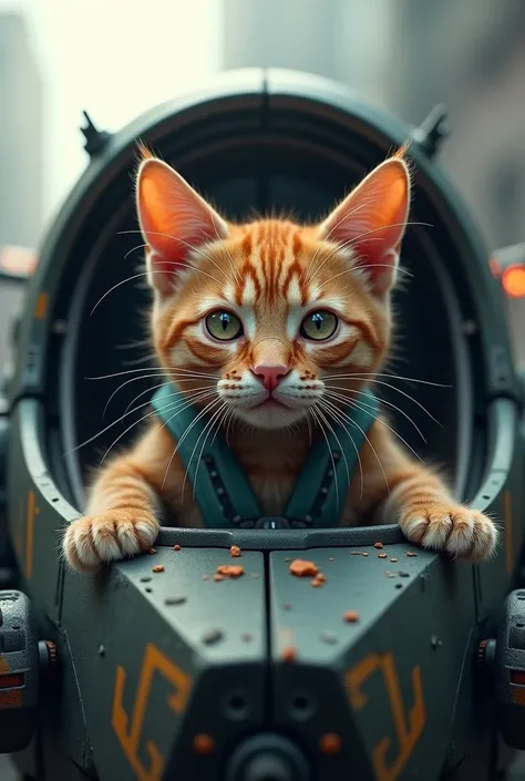 A cat sticking its head out of a tank cockpit,3D Characters