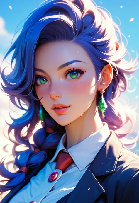 Perfect beauty、Focus on the eyes、Detailed face、Detailed eyes、Professional illustrations、Cinematic lighting、Light and shadow、Masterpiece、alone、woman、Beauty、sauce_game、Dragon Quest 3&#39;s female sage、Light blue hair、White Robe、Light blue cloak、Brown belt、Ye...