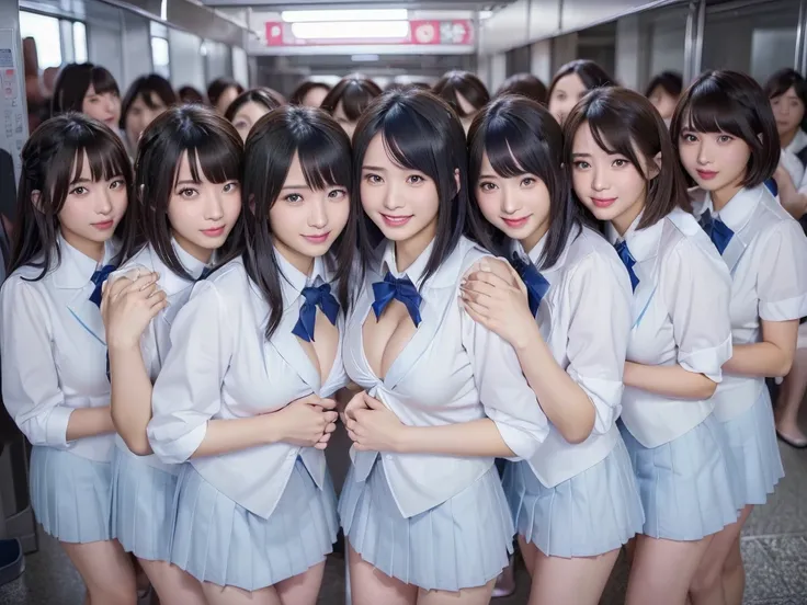 (((clone girls raw photo art))), (((Highest quality, Ultra-high resolution, Realistic, RAW Photos, 8k))), (((Real photograph: 1.5))), (((日本人high school girl, 16yo))) , ((Beautiful Face, cute)), (((smile: 1.85))), ((Beautiful skin of Japanese girls)), (((Bl...