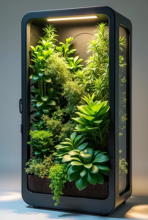 3D image project of a portable artificial garden under artificial light 
