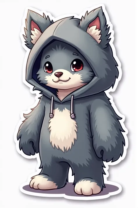 He has a sticker in the style of Mikecrack but with a hood or gray and white fur