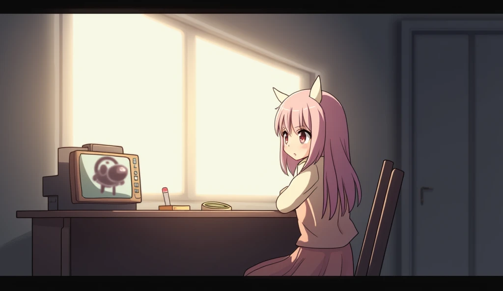 on the desk,Pale, fluffy light,Shooting from the side,Anime Style,animation,Japanese anime,High resolution, 