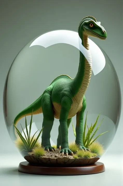 green Brachiosaurus in a 6 cm radius resin ball,ultra realistic