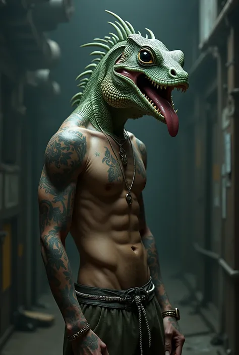 Travis scott body with a lizard head