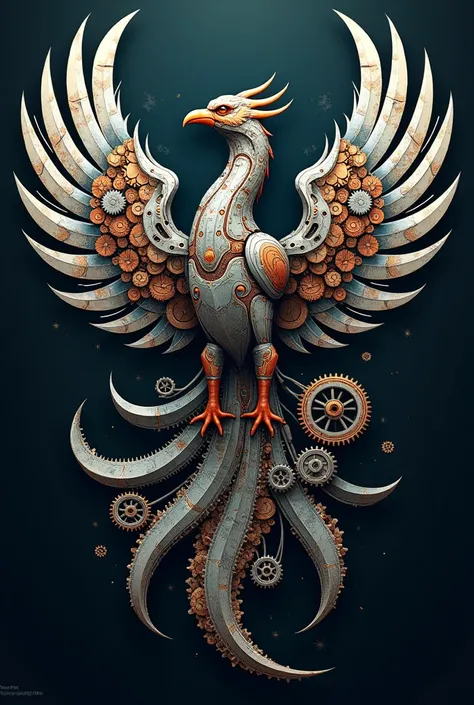 Gear-formed mechanical phoenix shirt print design 

  



 