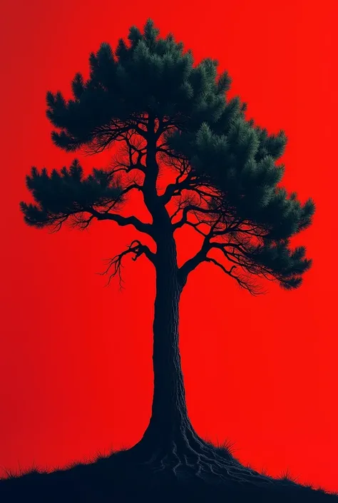 Black pine on a red background