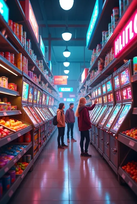 Slot machines and pinball with groceries