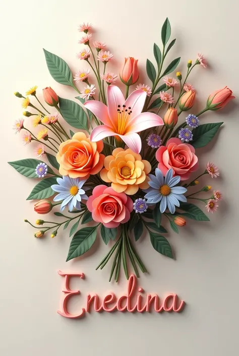  3D Flower Bouquet with the name Enedina below