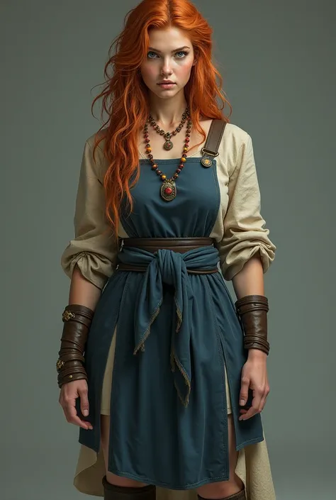 A woman, shes 1.79 tall, thats tall for a woman and shes practically the same height as Viggo, shes just 1cm shorter. She have wavy and long ginger hair, shes a redhead, her hair is have some dreadlocks but is still have some loose wavy strands, her hair i...