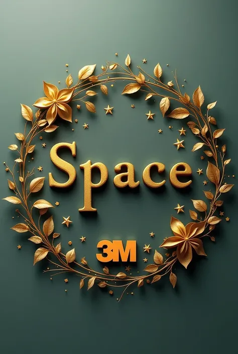 The original image features the text "“Space” above in bold and “3M” below in a golden, three-dimensional font, against a green-gray background. Around the text, with decorative golden ribbons and stars, in a circular composition that conveys elegance and ...