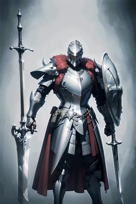 masterpiece, superior image quality, high resolution, 4k image,photo and gross, photorealistic, knight in silver armor, red cape...